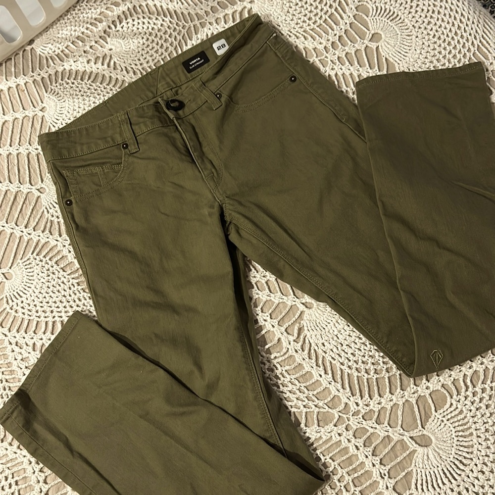 Volcrum. Olive greenish pant/jeans. Size 28